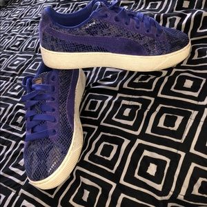 PUMA Platform Sneakers (Purple/Faux Snakeskin)